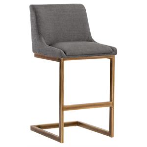 Sunpan Holly 30&quot Traditional Fabric Barstool in Zenith Graphite Gray