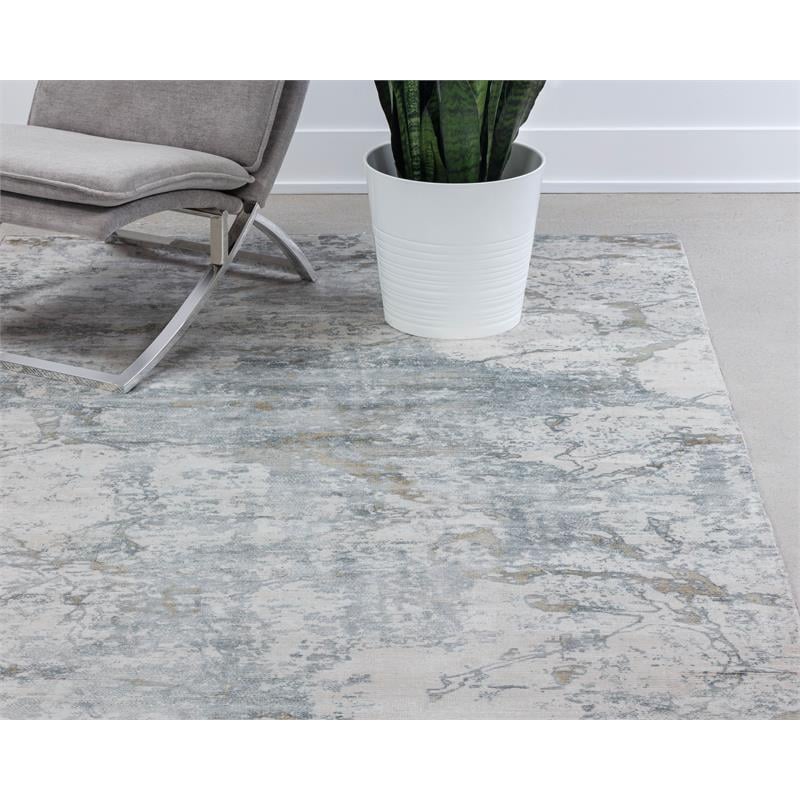 Sunpan Marrakech 9x12 Modern Viscose Fabric Hand-Loomed Rug in Gray