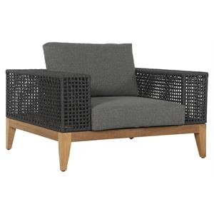 Sunpan Salerno 16.25&quot Modern Fabric and Wood Armchair in Gracebay Gray