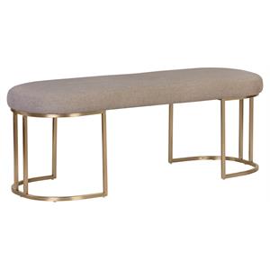 Sunpan Rayla 18&quot Oval Modern Fabric and Metal Bench in Brass