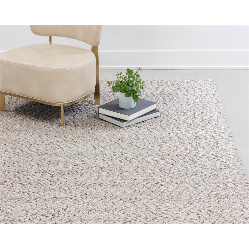 Sunpan Umea 5x8 Contemporary Wool Hand-Woven Rug in Gray Finish