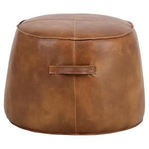 Sunpan Mitchell 21.5&quot Modern Faux Leather Ottoman in Tobacco Tan