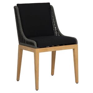 Sunpan Sorrento 20.5&quot Modern Fabric and Wood Dining Chair in Natural/Black