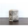 Sunpan Ashanti Modern Cowhide Leather Storage Ottoman in Silver/Gray