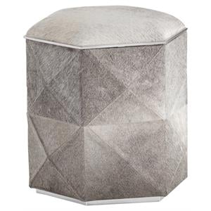 sunpan ashanti modern cowhide leather storage ottoman in silver/gray