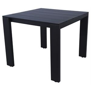 Sunpan Lucerne 36&quot Square Modern Aluminum Dining Table in Sterling Black