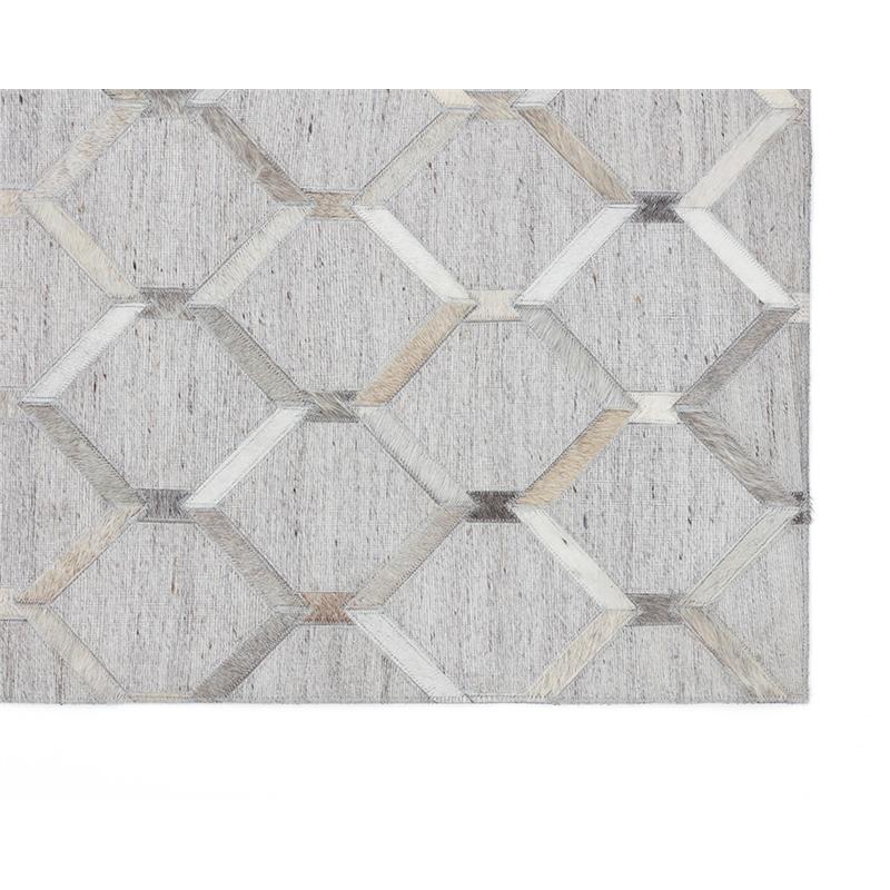 Sunpan Bordeaux 8x10 Modern Fabric Hand-Made Rug in Ivory/Gray