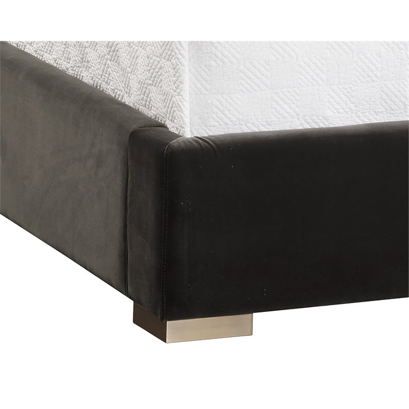Sunpan Imogen Modern Fabric and Stainless Steel Queen Bed in Giotto Shale Gray