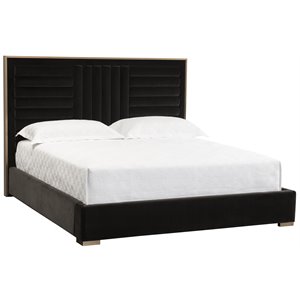 Sunpan Imogen Modern Fabric and Stainless Steel Queen Bed in Giotto Shale Gray