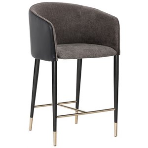 Sunpan Asher 26.5&quot Modern Fabric Counter Stool in Sparrow Gray/Napa Black