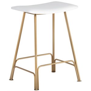 Sunpan Azai 25.5&quot Modern Faux Leather Counter Stool in Dillon Snow/White