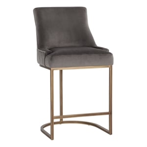 Sunpan Florence 26.5&quot Modern Fabric Counter Stool in Piccolo Pebble Gray