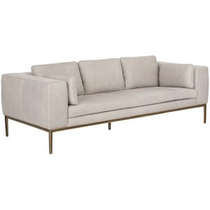 Sunpan Burr 17&quot Contemporary Leather and Steel Sofa in Black