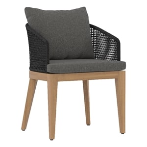 Sunpan Capri 20&quot Modern Fabric Dining Armchair in Natural/Gracebay Gray