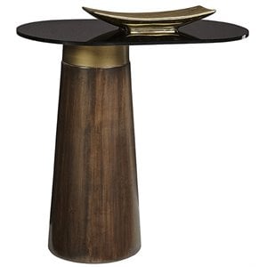 Sunpan Lamont 22.25&quot Modern Concrete and Glass End Table in Brown