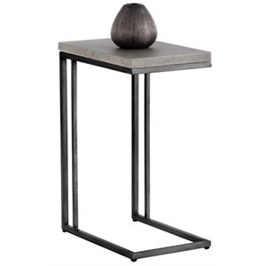 Sunpan Sawyer 12&quot Rectangular Modern Concrete and Metal End Table in Gray