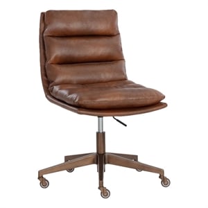 Sunpan Stinson 20-25&quot Modern Faux Leather Office Chair in Brown