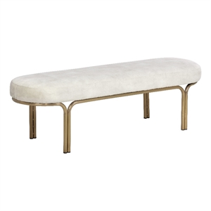 Sunpan Gwen 18.5&quot Modern Fabric and Iron Bench in Nono Cream/Gold