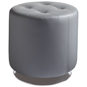 Sunpan Domani 18&quot Small Modern Faux Leather Swivel Ottoman in Gray