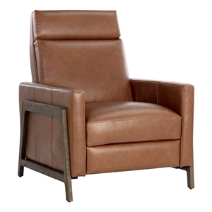 Sunpan Brandon 19.5&quot Modern Leather Recliner in Shalimar Tobacco