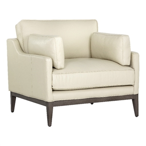 Sunpan Mackenzie 20.5&quot Modern Leather Armchair in Astoria Cream