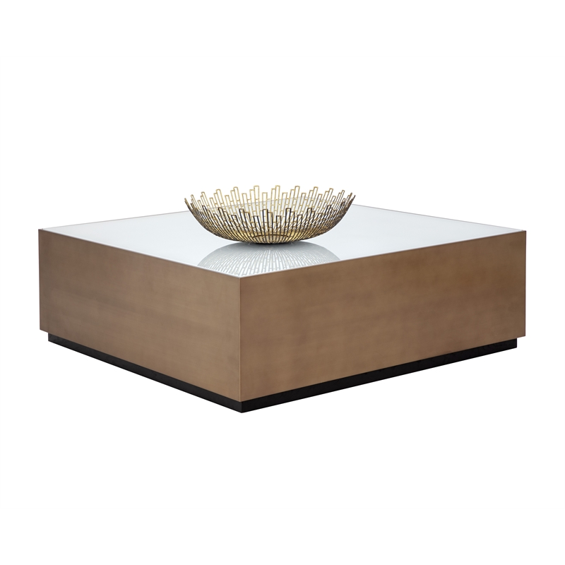 Shiloh Coffee Table - White Glass Top and Gold Steel Base