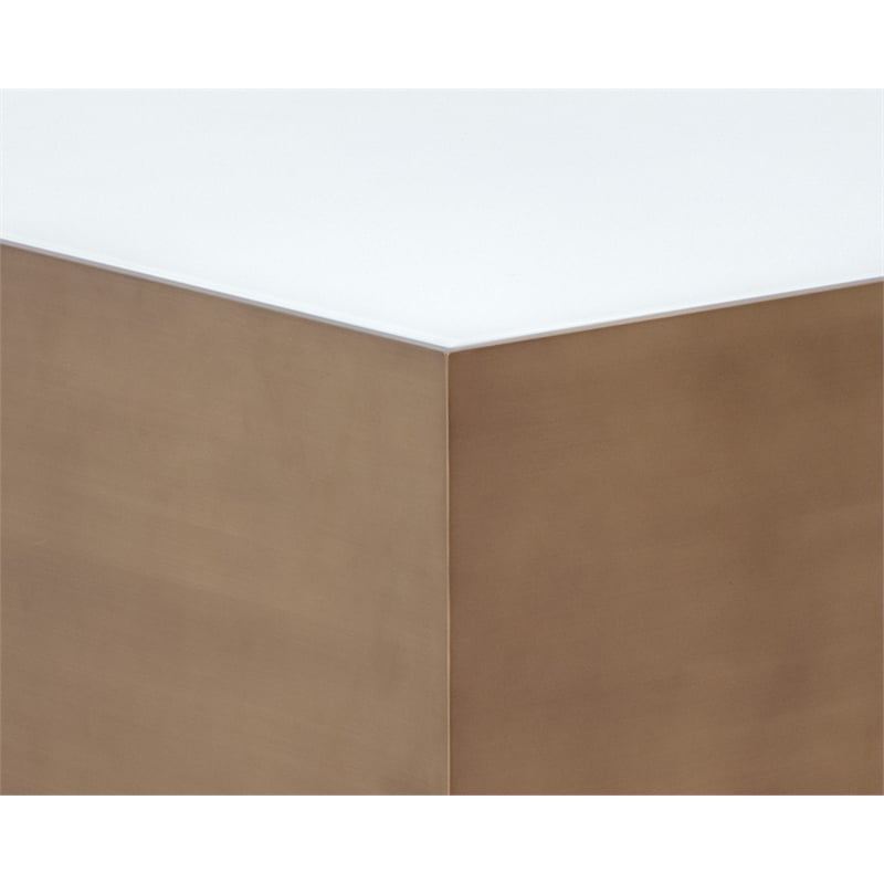 Shiloh Coffee Table - White Glass Top and Gold Steel Base