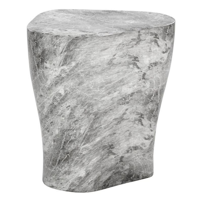 Sunpan Dali Concrete End Table - Large - Marble Look - Gray
