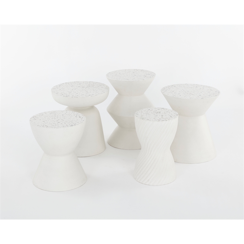 Sunpan Lucida Concrete End Table - Terrazzo - White