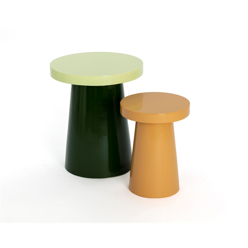 Brant House Porcini Concrete End Table - Large - Light Green / Green
