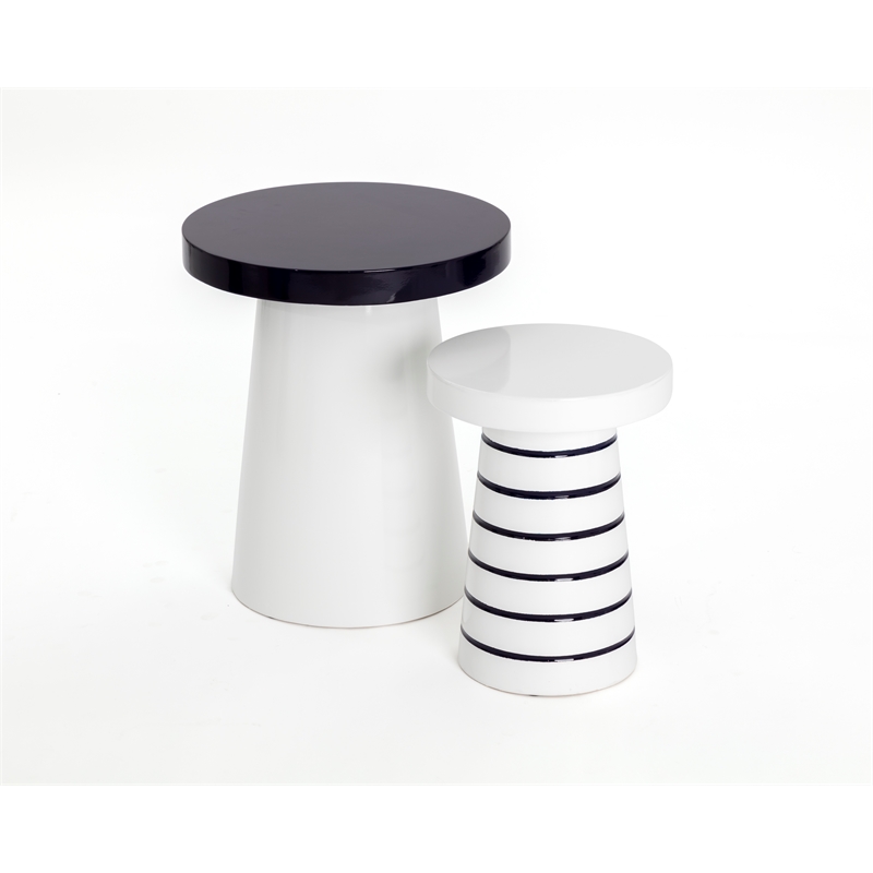 Brant House Porcini Concrete End Table - Large - Navy / White