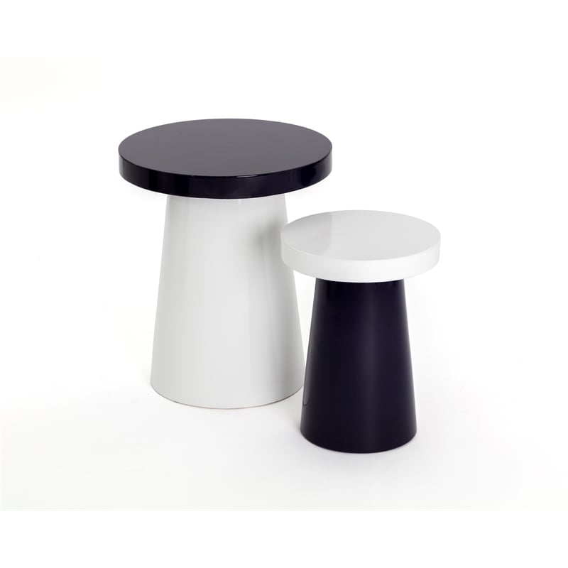 Brant House Porcini Concrete End Table - Large - Navy / White