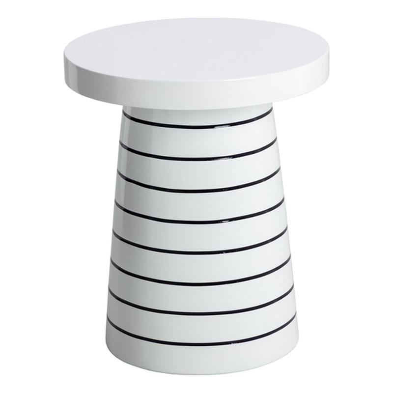 Brant House Porcini Concrete End Table - Large - White / Stripes