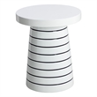 Brant House Porcini Concrete End Table - Large - White / Stripes