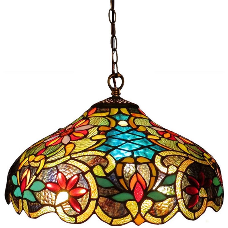 CHLOE Leslie Tiffany-style Victorian 2 Light Ceiling Pendant Fixture 18