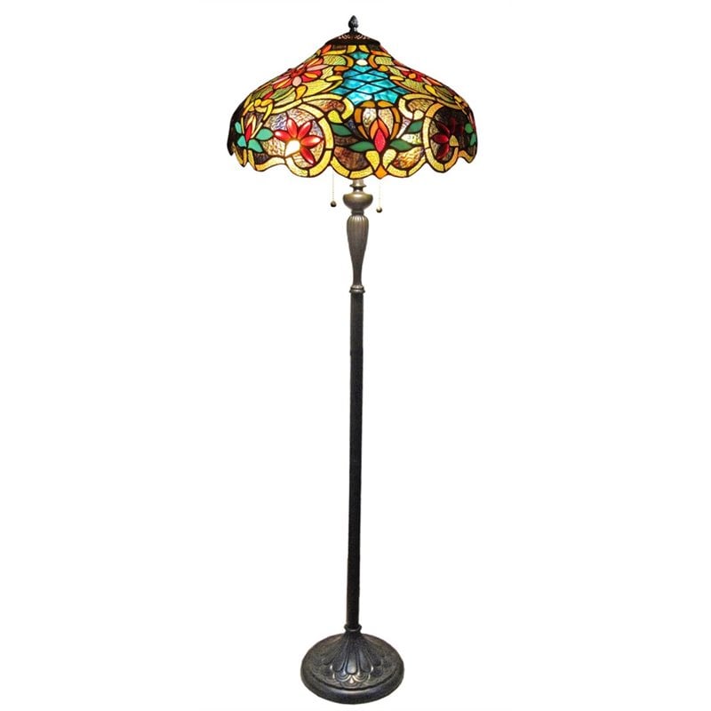 CHLOE Leslie Tiffany-style Victorian 2 Light Floor Lamp 18