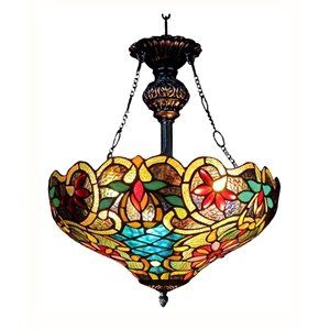 CHLOE Leslie Tiffany-style Victorian 2 Light Inverted Ceiling Pendant 18&quot Shade