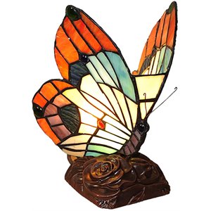 CHLOE Kacy 2 Tiffany-style 1 Light Butterfly Accent Table Lamp 10&quot Tall