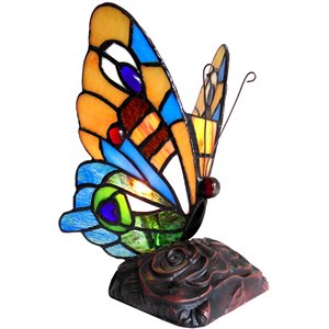 CHLOE Kacy 4 Tiffany-style 1 Light Butterfly Accent Table Lamp 9&quot Tall