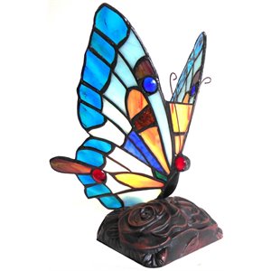 CHLOE Kacy 5 Tiffany-style 1 Light Butterfly Accent Table Lamp 9&quot Tall