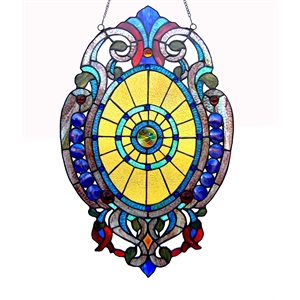 CHLOE Webster Tiffany-glass Victorian Window Panel 15x23