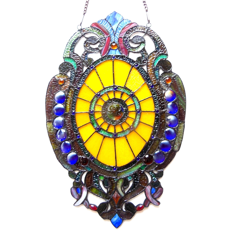 CHLOE Webster Tiffany-glass Victorian Window Panel 15x23