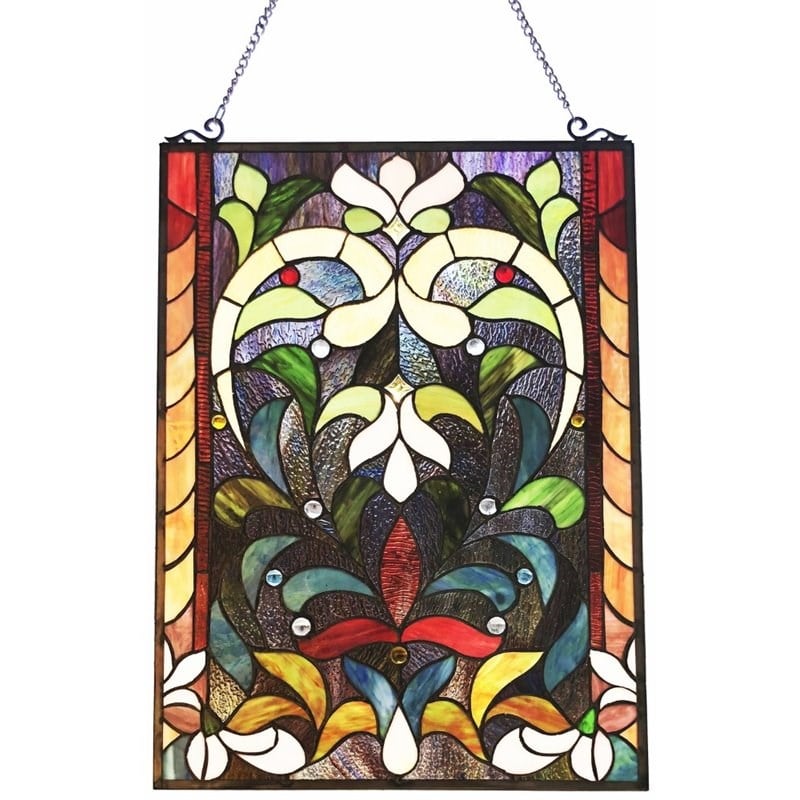 CHLOE Audrina Tiffany-Style Victorian Stained-Glass Window Panel 24