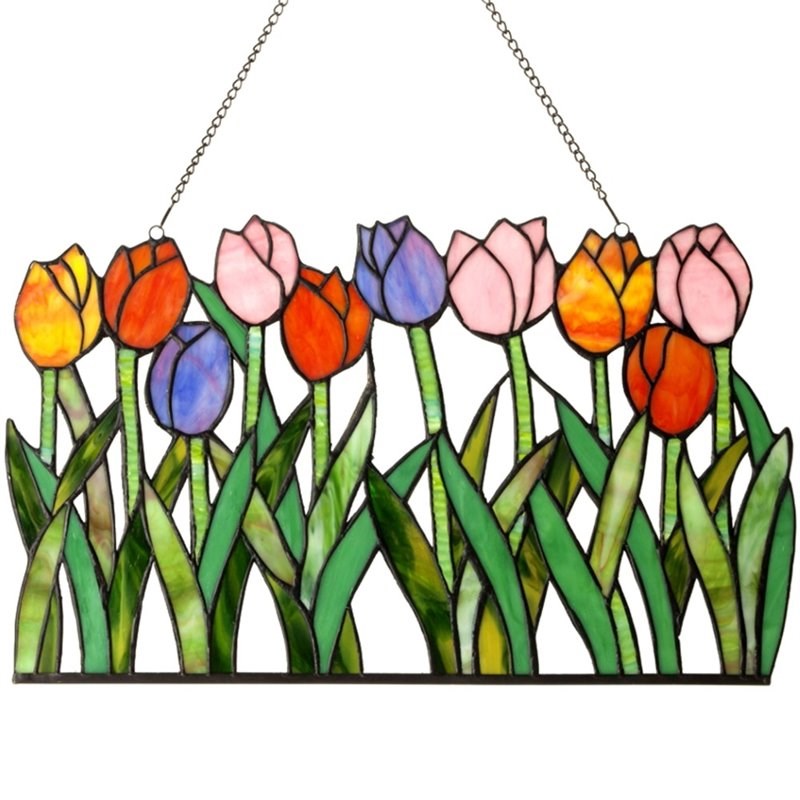 CHLOE Tulipa Tiffany-glass Tulips Window Panel 18
