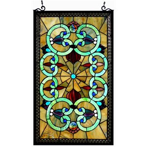 CHLOE Heather Tiffany-glass Victorian Window Panel 17x28