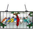 CHLOE Aves Tiffany-glass Gathering Birds Window Panel 24.5x12.5