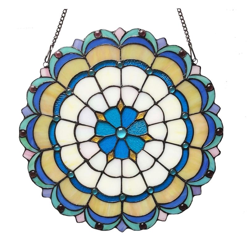 CHLOE Dakota Victorian Tiffany-glass Window Panel 18