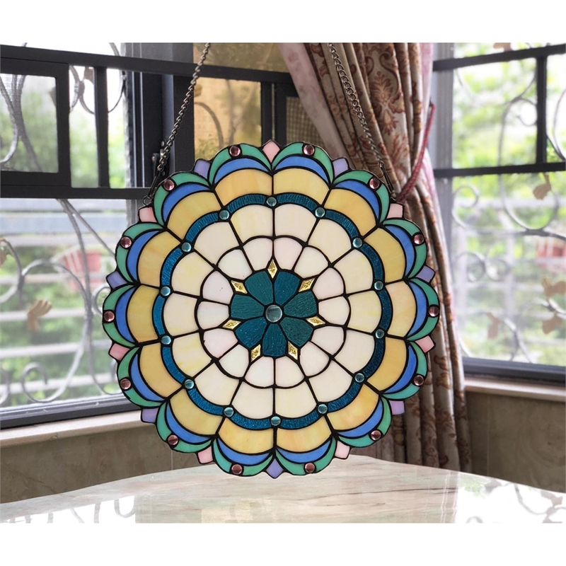 CHLOE Dakota Victorian Tiffany-glass Window Panel 18