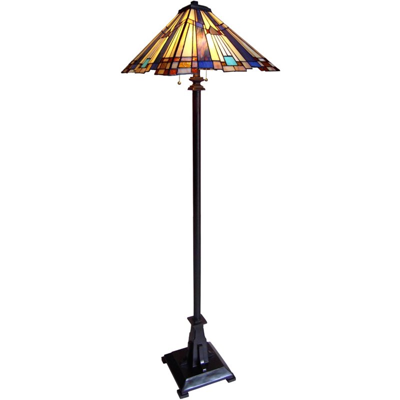 CHLOE Flare Tiffany-style 2 Light Mission Floor Lamp 16