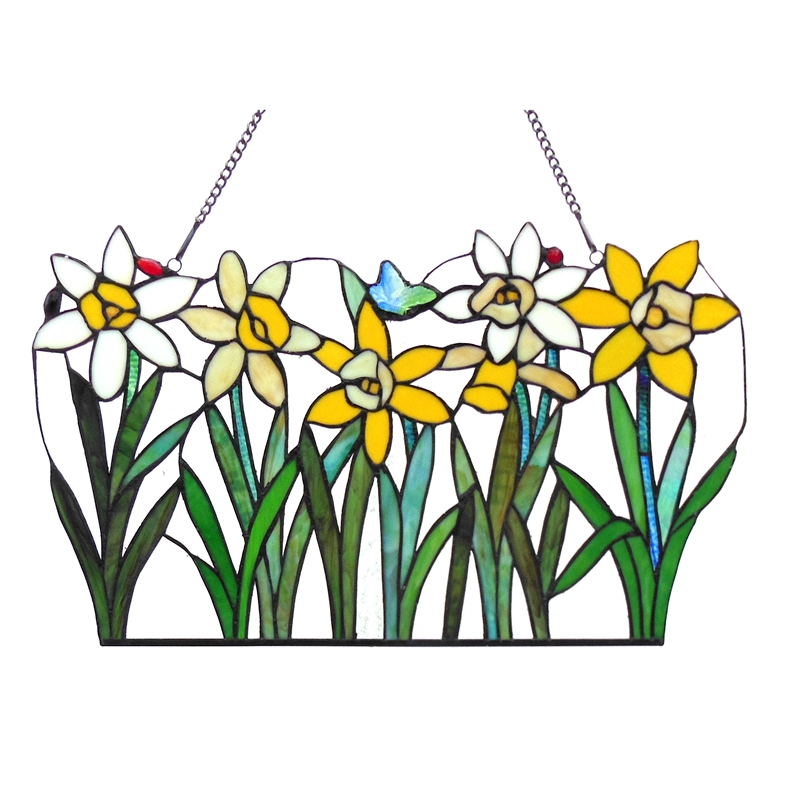 CHLOE Daisy Tiffany-glass Flowers Window Panel 23